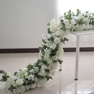L-FR Kualitas Tinggi Sutra Faux Bunga Mawar Pelari Palsu Floral Lorong Pelari Pernikahan Baris Dekorasi Buatan Pernikahan Lengkungan Bunga