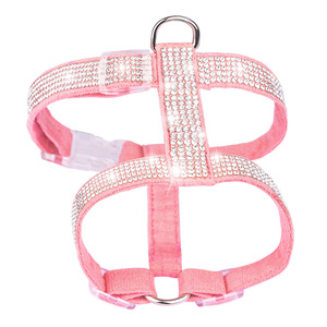 小型犬猫ハーネスソフトスエードスパークリングラインストーンソリッドパターンペットハーネス - Product Image 3