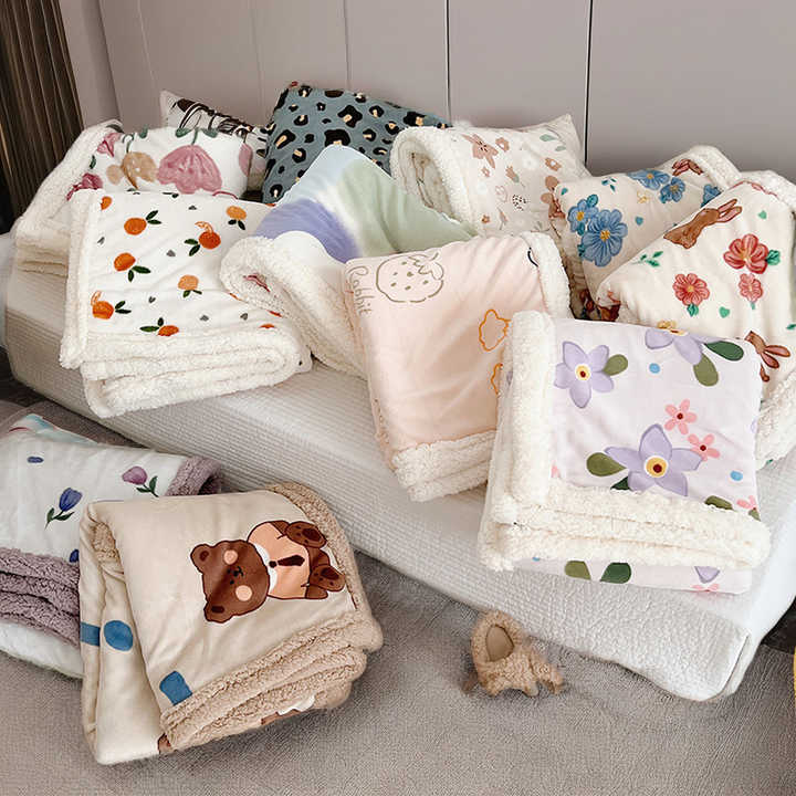 high quality cozy double ply custom printed queen king twin size gift baby sherpa fleece throw