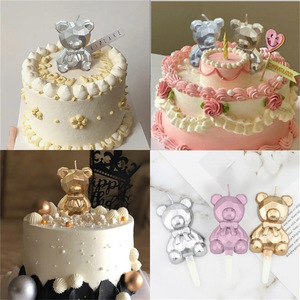 Vela de Osito de Diamantes, Velas de Cumpleaños con Forma de Osito, Cera de Soja Mixta, Decoraciones para Fiestas - Product Image 5