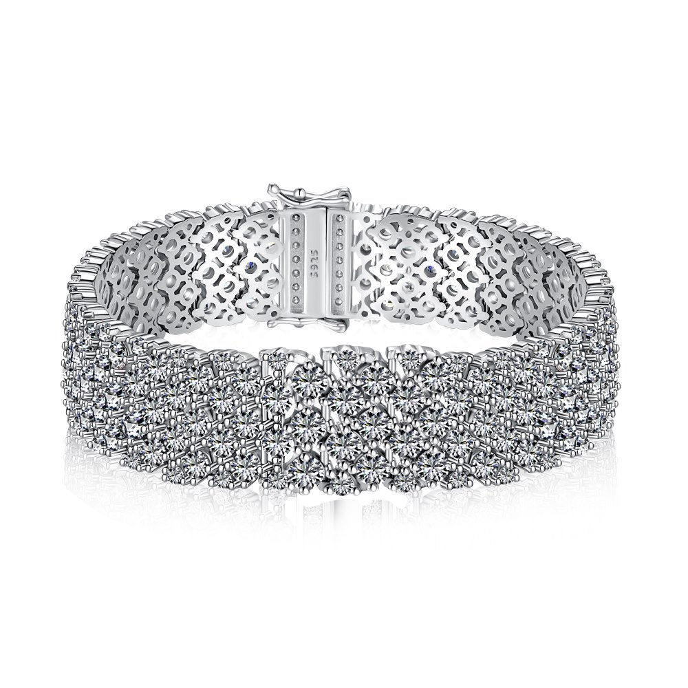 Vintage Silver Oval Tick Bracelet 925 7