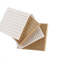 Bloc-notes adhésif carré réutilisable, lignes quadrillées, cadre vierge, blocs-notes en papier kraft, pour étudiants, bureau, écriture