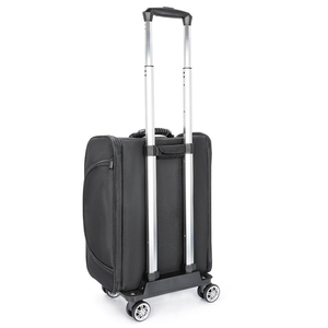 Maleta de Viaje con Ruedas de Tela Oxford Negra, Diseño Geométrico, Plegable, con Cierre - Product Image 4