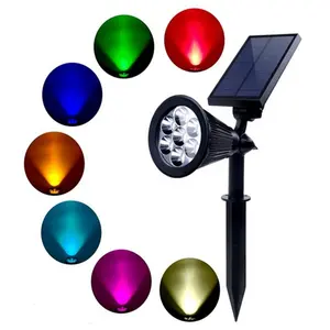 7LED Năng Lượng Mặt Trời Ánh Sáng Ngoài Trời Vườn Đèn Thay Đổi Màu Sắc Cảnh Quan Năng Lượng Mặt Trời Powered LED Đèn Bãi Cỏ Đèn Đường Dẫn Ánh Sáng