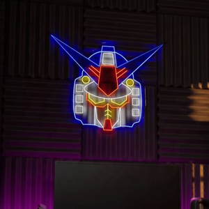 Lámpara LED de Personaje de Anime Cailemeng, Robot de Combate, Decoración de Pared para Cuarto de Juegos Infantil, <span class=keywords><strong>Manga</strong></span>, Luz Nocturna, Traje Mecánico, Letrero de Neón, IP65 - Product Image 3