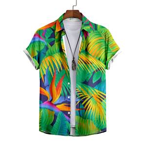 Giản Dị Tùy Chỉnh Mô Hình In Kỹ Thuật Số Nút <span class=keywords><strong>up</strong></span> Ngắn Tay Áo Người Đàn Ông Của Bãi Biển Aloha Hawaii Áo Sơ Mi - Product Image 3