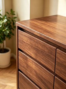 Commode moderne en bois massif à 6 tiroirs avec design à panneaux plats pour le rangement dans le salon - Product Image 4