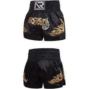 Pantalones Cortos de Muay Thai Anotherboxer, Negros con Bordado Dorado, de Secado Rápido, Unisex, para Entrenamiento y Combate - Product Image 3