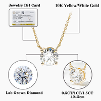 10 Ayar Sarı Beyaz Altın 40+5cm Yuvarlak Brilyant Kesim 0.5CT 1.0CT 1.5CT HPHT CVD DEF VS Laboratuvarda Yetiştirilmiş Elmaslar IGI Mücevher Kolyeler