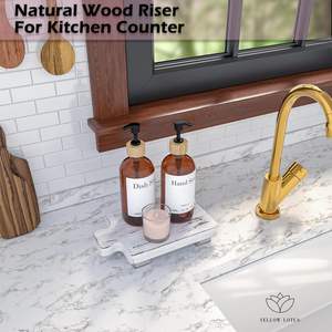 Plateaux de service en bois de bambou flottants modernes personnalisables avec pied en bois pour la maison ou la fête - Product Image 6