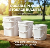 Seau carré en plastique de 30 litres pour le stockage de la farine en vrac : seau en PP de qualité alimentaire robuste avec couvercle hermétique, vente en gros