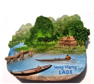 Hars Laos Vang Vinh Nam Song River 3d Koelkastmagneet Toeristisch Souvenir