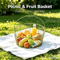 Panier de rangement empilable en fil métallique écologique avec poignée à ressort, polyvalent et portable, pour bières, boissons, pique-nique, fruits, Pâques