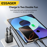 Chargeur mural USB Type C ESSAGER ES-CD45 à double port 5V 3A PD 33W PPS 33 Watt à charge rapide avec affichage numérique