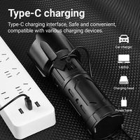 Senter LED Multifungsi yang Kuat dan Dapat Diisi Ulang, Bodi dari Paduan Aluminium, Tahan Air, Sumber Cahaya Cob, Taktis