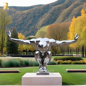 Escultura de hombres de buzo de acero inoxidable abstracto de artes metálicas modernas para decoración al aire libre - Product Image 4