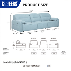 <span class=keywords><strong>Manwah</strong></span> Cheers, Cama Multifuncional de 3 Plazas para Sala de Estar, Diseño Nuevo en Tela Tejida, Modelo 51129M, Cama para Dormir Multifuncional - Product Image 6