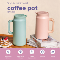 Grote capaciteit 50/64oz RVS vacuüm geïsoleerde thermoskan met drukknopdeksel, houdt koud of warm voor koffie