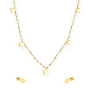 Parures de bijoux tendance en cristal coloré en forme de cœur, parures de bijoux plaquées or, parures de bijoux en acier inoxydable pour femmes - Product Image 1