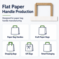 Machine industrielle de fabrication de poignées en corde de papier plate avec moteur et colle thermofusible pour sacs de courses, machines d'emballage en papier kraft FEIYANG
