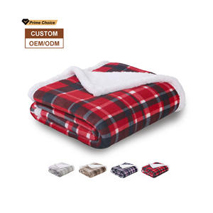 Kostenlose Probe Großhandel Verdicken Warm Flanell Sherpa Fleece 2ply Decke Custom Printed <span class=keywords><strong>Plaid</strong></span> Throw Blanket für den Winter - Product Image 1