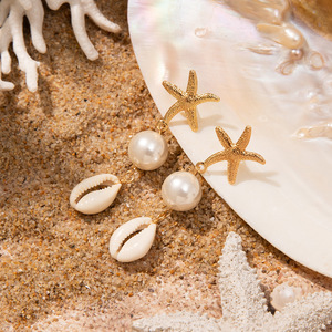 Orecchini a forma di stella marina stile oceano all'ingrosso orecchini a conchiglia elegante unici per le donne - Product Image 5