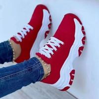 Chaussures en toile à semelle épaisse pour femmes, design à lacets, confortables, résistantes à l'usure, baskets décontractées à plateforme