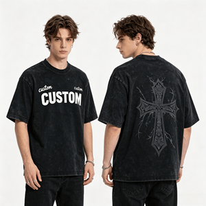เสื้อยืดฮิปฮอปสั่งทำพิเศษ พิมพ์ลาย DTG ประดับเพชร เนื้อผ้าคอตตอนหนานุ่ม สไตล์สตรีทแวร์ ทรงโอเวอร์ไซส์ สำหรับผู้ชาย - Product Image 3