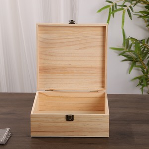 Caja de almacenamiento de joyas de madera, caja de regalo cuadrada con tapa abatible y cerrable para recuerdos de boda, embalaje general, tamaño personalizable - Product Image 2