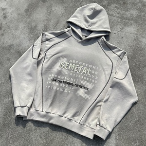 Sudadera con Capucha Unisex de Gran Peso, Estilo Urbano, con Bordado, Hombros Caídos, Estampado Puff, de Algodón, Diseño Oversize - Product Image 1