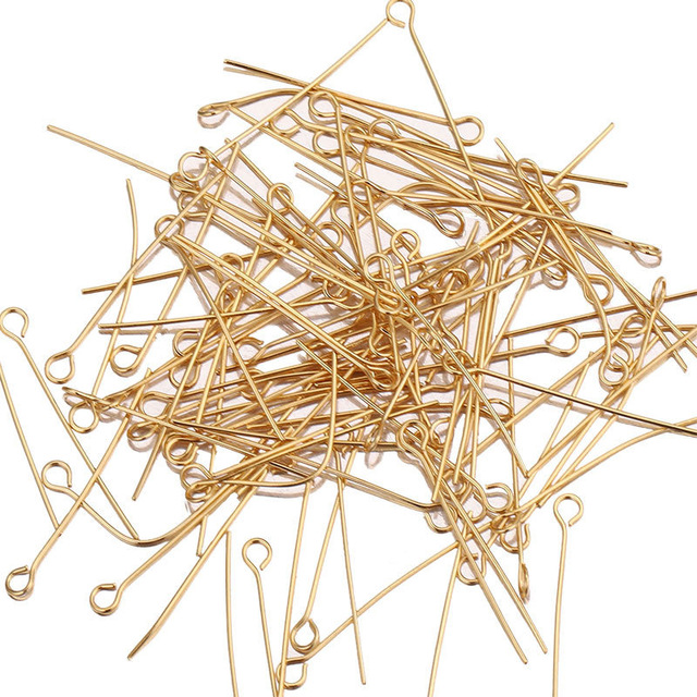 50pcs Lot 14K Gold Plated DIY Jewelry Pins Professional Real Gold Plating Ball Top for Bracelet Accessories