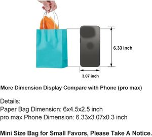 Mini Bolsa de Papel Azul <span class=keywords><strong>Turquesa</strong></span> con Asa, Bolsa para Fiestas de 6x4.5x2.5 Pulgadas para Baby Shower, Cumpleaños, Boda, Bolsa Reciclada - Product Image 5