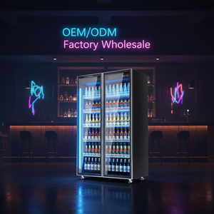 Réfrigérateur vertical commercial à 2 portes avec barre de réfrigérateur en verre refroidie par air à affichage LED plein écran - Product Image 2