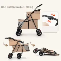Poussette pliable ultra-légère Bosimao à double couche, grand espace pour plusieurs chatons ou chiens, pour les voyages et le transport des animaux de compagnie