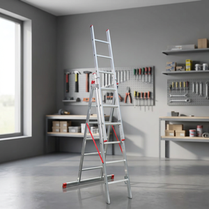 ATS-325 A-Type Heavy Duty 1.2mm Thick Aluminum Straight <b>Ladder</b> 24 Step 3-Section A-frame Folding Design Anti-Rust 150kg Load - Product Image 2