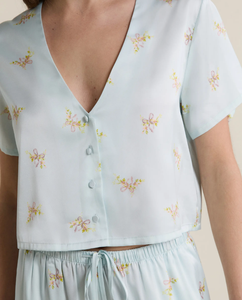 Conjunto de Pijamas de Manga Corta ODM de 2 Piezas, Ropa de Dormir Moderna para Mujer, Ropa de Casa de Lujo con Estampado de Satén Suave Similar <span class=keywords><strong>a</strong></span> la Seda - Product Image 2