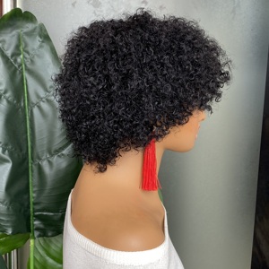 Salvietta vergine grezza a buon mercato all'ingrosso 100% capelli umani naturale nero crespo ricci afro ricci regolare bang <span class=keywords><strong>parrucca</strong></span> 6 pollici - Product Image 4
