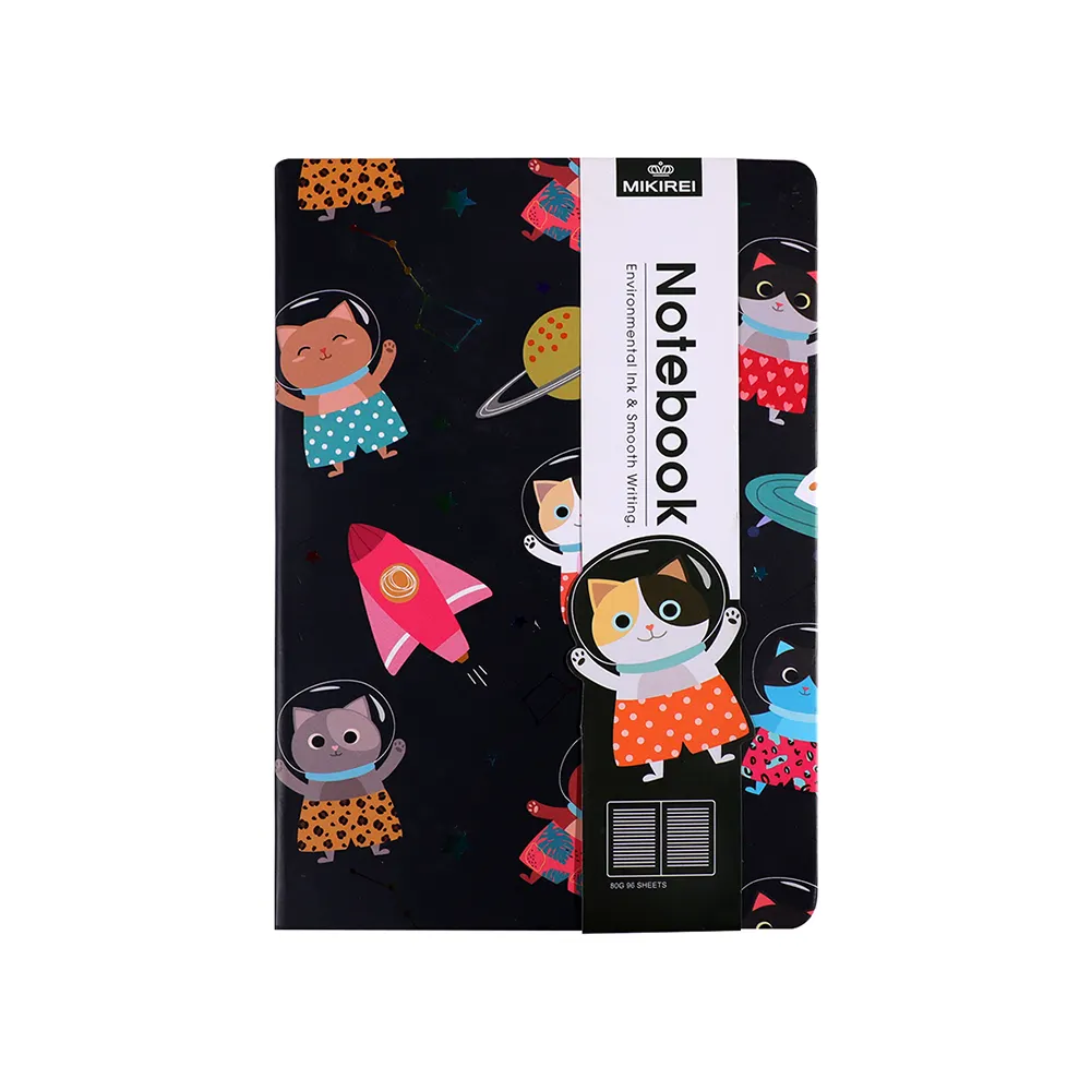 Ribbon Astronaut Black Hardcover A5 Notebook Journal Student Diary Book Cute Robot Cute Cat Space Robot Notebook for Boys