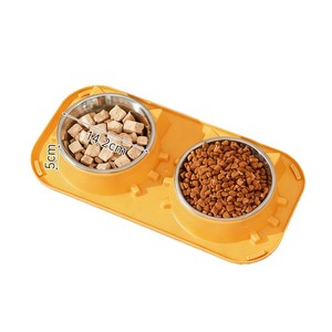 Woof Woof <b>Cat</b> Stainless Steel Pet Bowl Double <b>Feeder</b> Anti Tipping Large Capacity For <b>Cats</b> And Dogs - Product Image 2