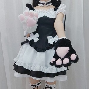 Disfraz de Sirvienta, Vestido de Anime Cosplay Blanco y Negro, Falda de Uniforme Estilo Mariposa para Mujer - Product Image 3