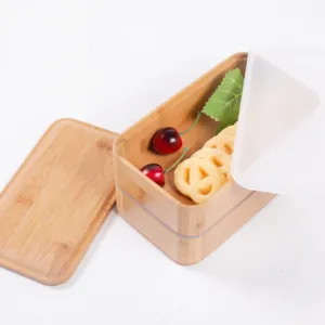 Imballaggio per alimenti da asporto biodegradabile Bento in legno di bambù scatole per il pranzo per bambini con Set di posate