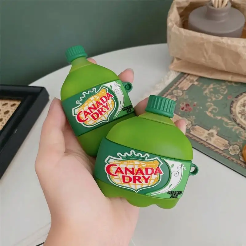 Mode 3D Canada Dry Gingembre Ale Soda Bouteille Cas pour Apple Airpods Pro Silicone Anti-Chute Airpods 1 2 Couverture En Gros