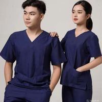 Tenues d'hôpital sur mesure à col en V, antibactériennes, pour le lavage des mains, en polyester et élasthanne absorbant la transpiration