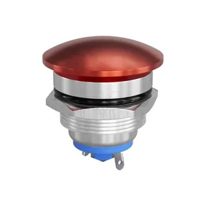 HBan Zinc alloy 2pins ip65 waterproof mushroom red head pushbutton reset 22mm 1no switch