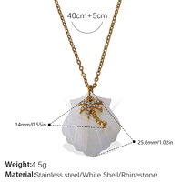 Collar con Colgante de Concha Marina de Acero Inoxidable, con Cadena de Eslabones, Chapado en Oro de 18K, Unisex, Regalo de Compromiso