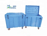 Boîte en polystyrène contenant des blocs de glace sèche, petits et grands glacières, sacs isothermes pour glace sèche - Capacité 65L, perte de chaleur de 4-6% / Distribution alimentaire 24h