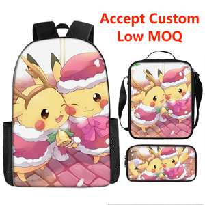 Mignon costume trois pièces dessin animé Poke Mon <span class=keywords><strong>Pikachu</strong></span> sac à dos étanche Messenger sac haute capacité porte-crayon pour étudiant <span class=keywords><strong>cartable</strong></span> - Product Image 3