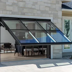 住宅水平玻璃截面向上倾斜车库门/现代透明框架玻璃车库门