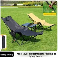 Chaise de plage en fer réglable à trois positions avec repose-jambes, pliable et rangable, mobilier d'extérieur à dossier haut pour la sieste ou la pêche