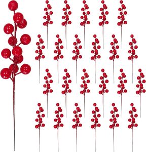 Artificial Christmas Berry Picks <b>Glitter</b> Christmas <b>Red</b> Berry Picks for Christmas Tree Decor DIY Crafts Xmas Wedding Home Decor - Product Image 2